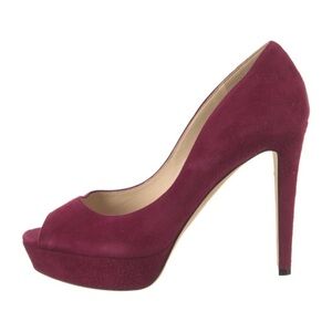Jimmy Choo Suede Open Toe Platform Heels Magenta sz 37